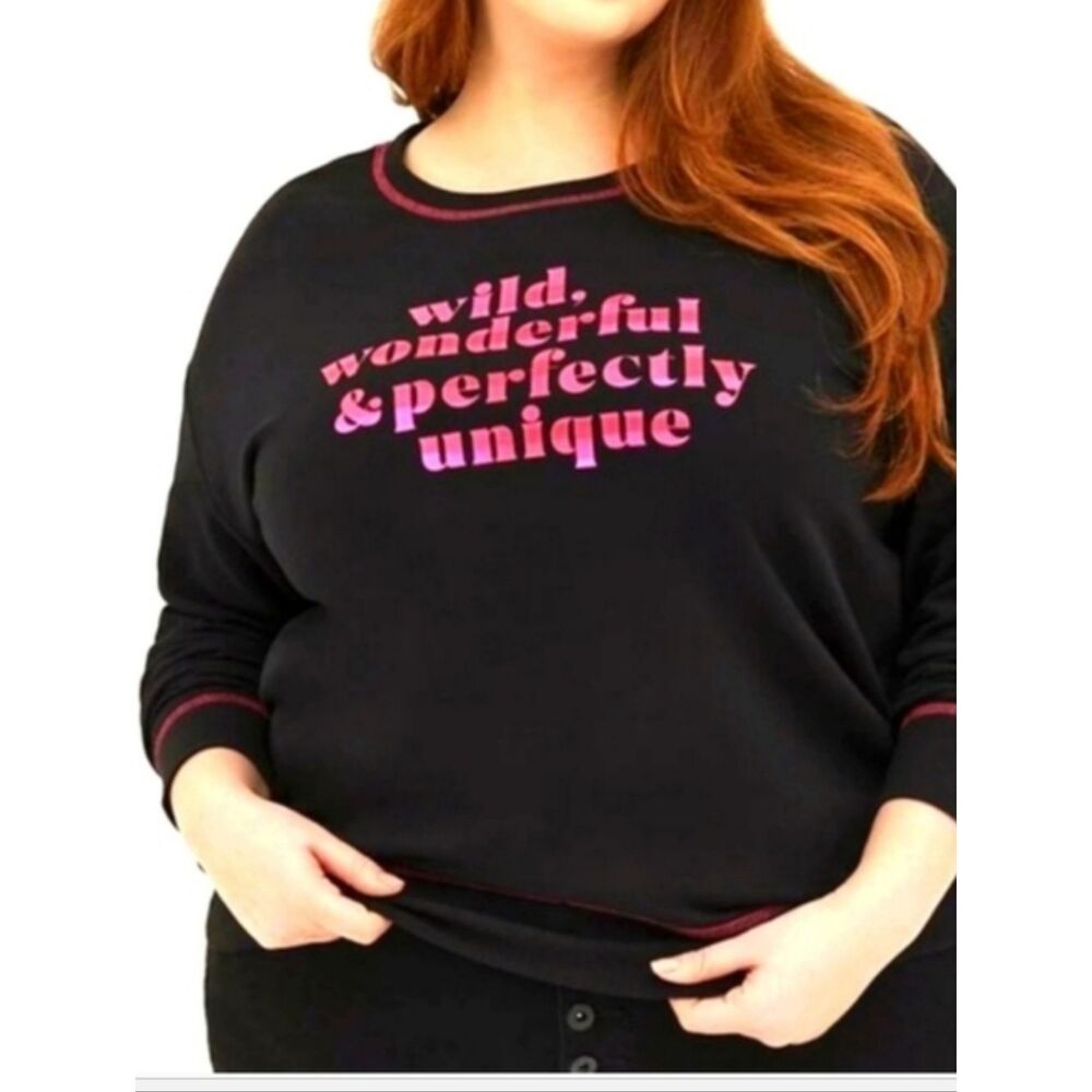 Torrid  Black Sweatshirt with Pink Graphic Size 3 NWOT